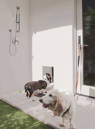 Pet Amenities_Phil Kean_Outdoor Washing Station_Doggy Door custom homes